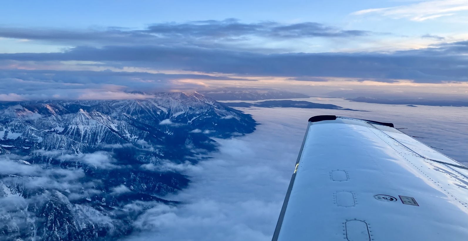 aircraft flying over mountains during measurement campaign